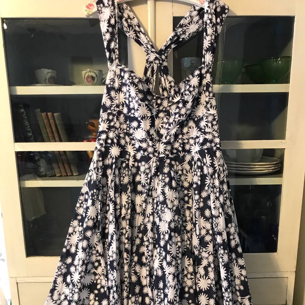 French Connection Navy and White Dress